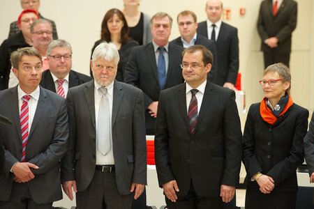 Günter Baaske, Helmuth Markov, Jörg Vogelsänger und Sabine Kunst