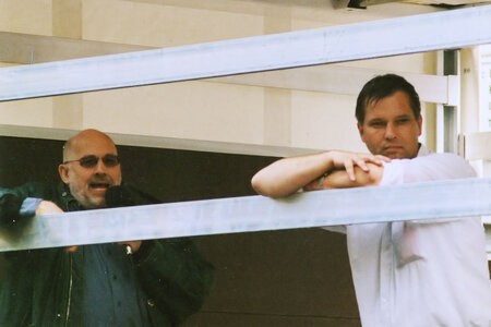 Horst Mahler (links) in Leipzig mit Christian Worch am 1. September 2001