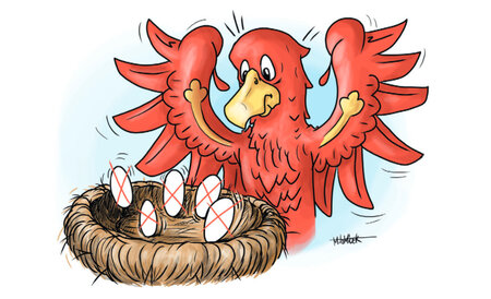 Brandenburg-Adler mit "Wahl-eiern"
