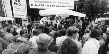 Informationsveranstaltung zum Volksentscheid über die Verfassung. Foto: Landtag Brandenburg