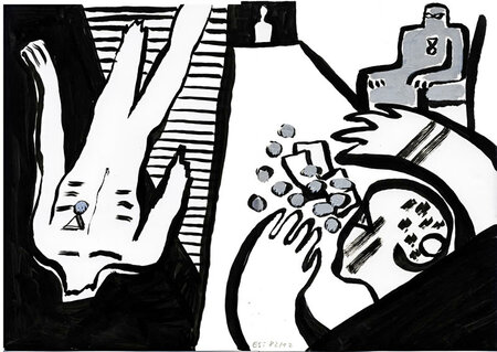 Lithographie und Farblinoldruck (1983) 50 x 37,5 cm
