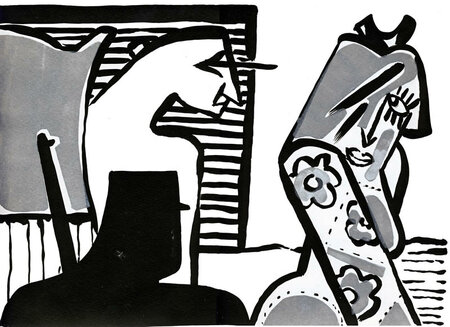Lithographie und Farblinoldruck (1983) 50 x 37,5 cm 