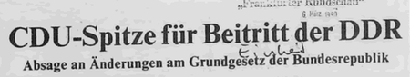 CDU-Spitze für Beitritt der DDR