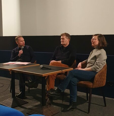 Sebastian Stude (Brandenburgische Landeszentrale für politische Bildung), Martin Gressmann (Regisseur), Janine Fubel (Historikerin)