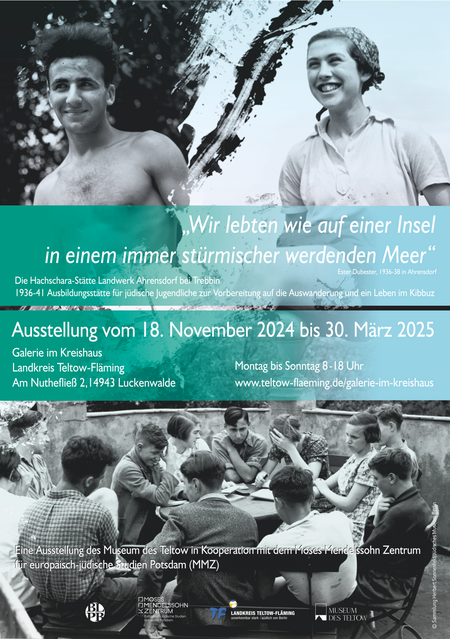 Plakat zur Ausstellung Hachschara-Landwerk Ahrensdorf bei Trebbin