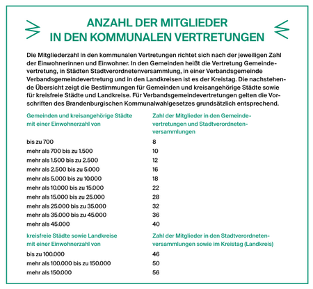 Anzahl der Mitglieder in den kommunalen Vertretungen