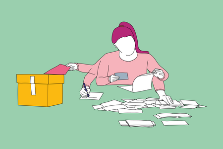 Illustration zum Wahlergebnis. Eine Wahlhelferin zählt die Stimmen aus.