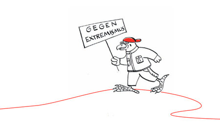 Brandenburg-Adler mit einem Schild "Gegen Extremismus"