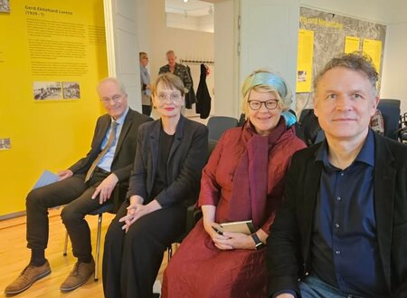 Dr. Peter Ulrich Weiß, Dr. Anna Kaminsky, Prof. Claudia Weber und Prof. Hermann Wentker (v.r.n.l.) waren bei uns in der Landeszentrale zu Gast und diskutierten zum Thema „Zwischen den Zeiten. 1945 in Brandenburg und Osteuropa“
