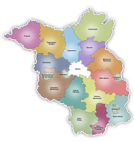 Karte mit Brandenburgs Landkreisen