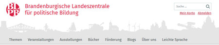 Das Menü auf der Webseite der Landeszentrale