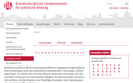 Menü Themen auf der Webseite
