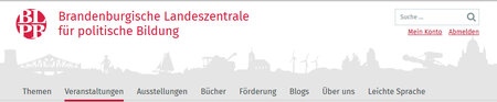 Menü Veranstaltungen auf der Webseite