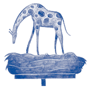 Giraffe im Storchennest.  Illustration: Anne Baier, ByeByeSea.com