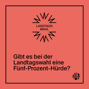 Auf buntem Untergrund die Frage "Gibt es bei der Landtagswahl eine Fünf-Prozent-Hürde?"