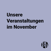 Auf einer lila Kachel steht: "Unsere Veranstaltungen im November"