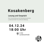 Ein Kalenderblatt, darauf steht der Hinweis auf die Veranstaltung mit Sabine Rennefanz zu ihrem Roman "Kosakenberg“, die am 4.12.2024 um 18 Uhr in der Landeszentrale stattfindet.