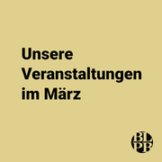 Auf einer Kachel steht "Unsere Veranstaltungen im März".