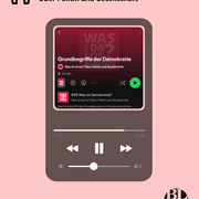 Eine Kachel. Darauf ist die Playlist "Grundbegriffe der Demokratie" der Landeszentrale abgebildet.
