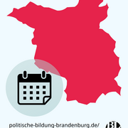 Ein Umriss des Landes Brandenburg, daneben ein Kalender-Icon.