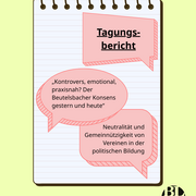 Ein Notitzblock, darauf drei Sprechblasen. 