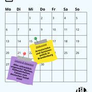 Eine Kalenderkachel. Darauf der Hinweis auf die Veranstaltungen der Landeszentrale im April. 