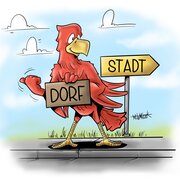 Adler mit Wegweiser
