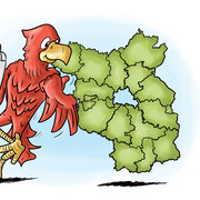 Brandenburg-Adler vor der Landkarte