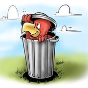 Der Brandenburg-Adler in einer Mülltonne