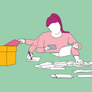 Illustration zum Wahlergebnis. Eine Wahlhelferin zählt die Stimmen aus.