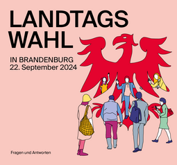 Titelseite der Broschüre Landtagswahl am 22. September 2024 in Brandenburg. Fragen und Antworten. Herausgeber Brandenburgische Landeszentrale für politische Bildung