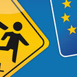 Schilder "Asyl" und "EU"