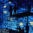 Baustelle vor der Europa-Fahne