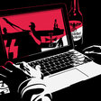 Eine Person vor einem Laptop mit rechtsextremen Inhalten