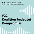 Textkachel. Darauf steht der Titel der aktuellen Podcastfolge der Landeszentrale. Dieser lautet: "Koalition bedeutet Kompromiss" 