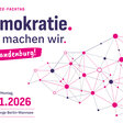 Ein Netzwerk mit verschiedenfarbigen Knotenpunkten neben den Veranstaltungsinformationen.