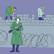 Illustration zum Mauerbau mit einem Grenzposten