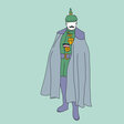 Illustration eines Preußen mit Pickelhaube und Umhang