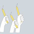 Illustration für den Begriff Friedliche Revolution: 3 Hände halten Kerzen