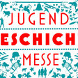 eine türkise grafik mit menschen und gegenständen, die zu einem muster werden. dazu steht: Jugendgeschichtsmesse