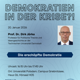 Veranstaltungsposter mit hellblauem Hintergrund, einem Foto von Prof. Jörke und den Informationen zur Veranstaltung