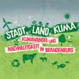 Flyer für die Ausstellung mit der Aufschrift Stadt.Land.Klima. Klimawandel und Nachhaltigkeit in Brandenburg
