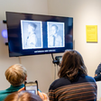 Die Mediathek in der Ausstellung "Napola Potsdam" mit einem "arisch" aussehenden Jungen