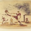 Zdizław Rudowski: Fußball-Szene (Zeichnung aus einem Skizzenbuch mit Erinnerungen an die Zeit vor der Lagerhaft), Akademie der Künste, Berlin, Sammlung KZ-Lieder Nr. 153
