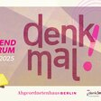 Logo des Jugendforums denkmal mit Schriftzug in den Farben Pink und Lila
