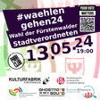 Das Bild zeigt das Datum (13.05.24) und die Uhrzeit (19 Uhr) sowie die Förderer der Veranstaltung.