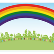 Menschen unter dem Regenbogen